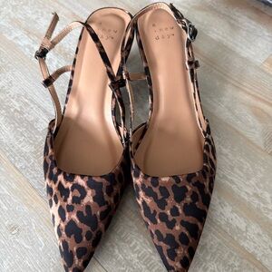 a new day Leopard Print Pointed Slingback Flats - Brown & Black Womens US size 8